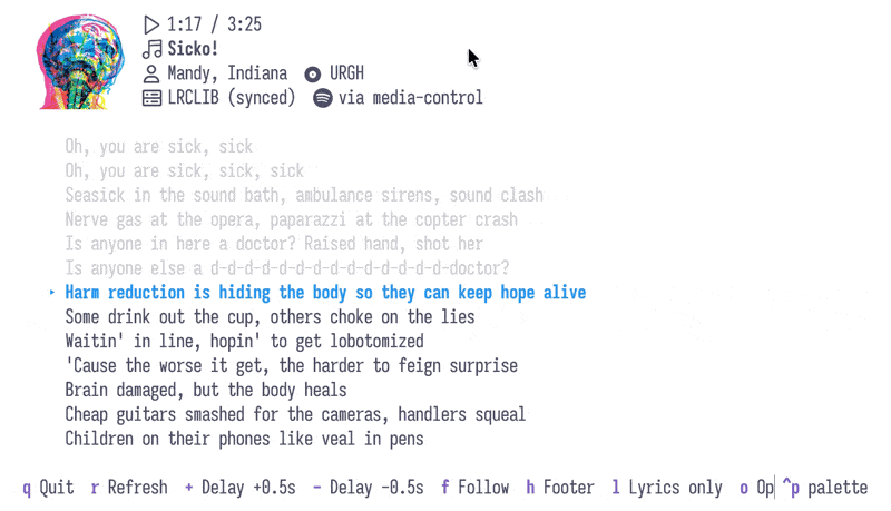 croon auto-scrolling synced lyrics in the terminal